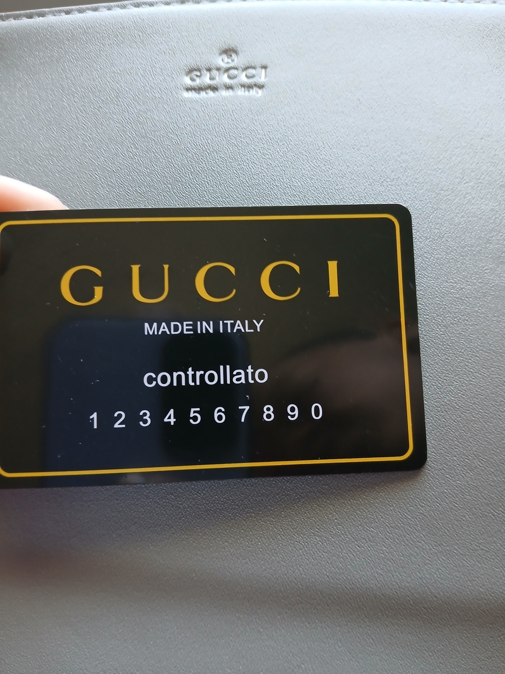 Gucci Gray Embossed Leather Shoulder Bag with Chain Strap - Picture 7 of 7